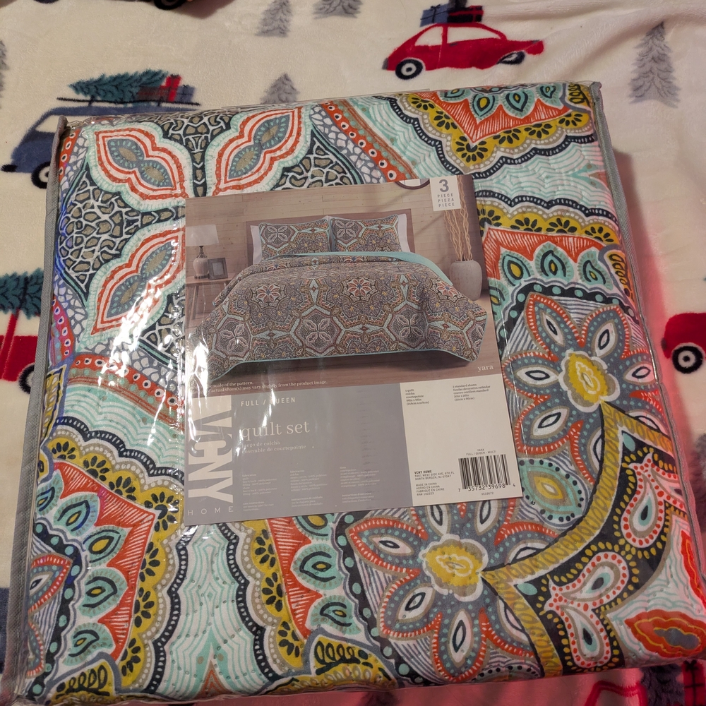 Vibrant Red and Orange Paisley Quilt